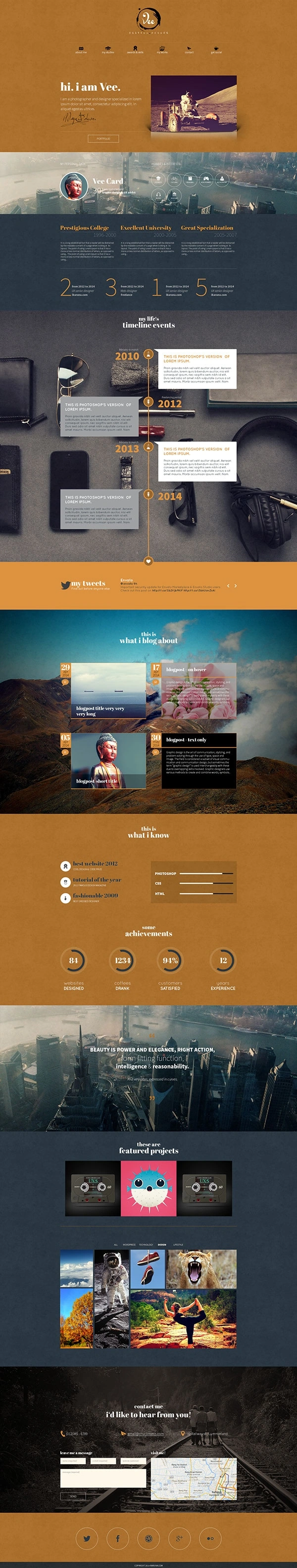 VeeCard – Clean Retro vCard WordPress Theme