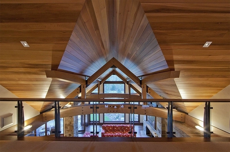 irregularly shaped wooden ceiling