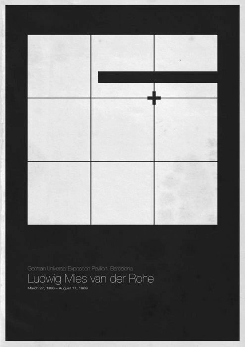 Mies van der Rohe, Poster of the German Universal Exposition Pavilion in Barcelona.