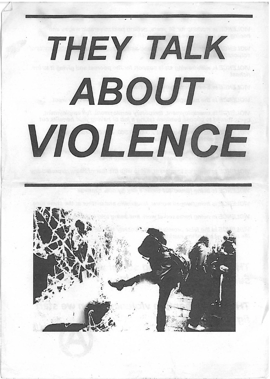 huwlemmey:
““THEY TALK ABOUT VIOLENCE” I collected a whole bunch of leaflets, propaganda and flyers during the 2010 student protests. I think I got this flyer at the second or third demo after Millbank, produced by one of the anarchist affinity...