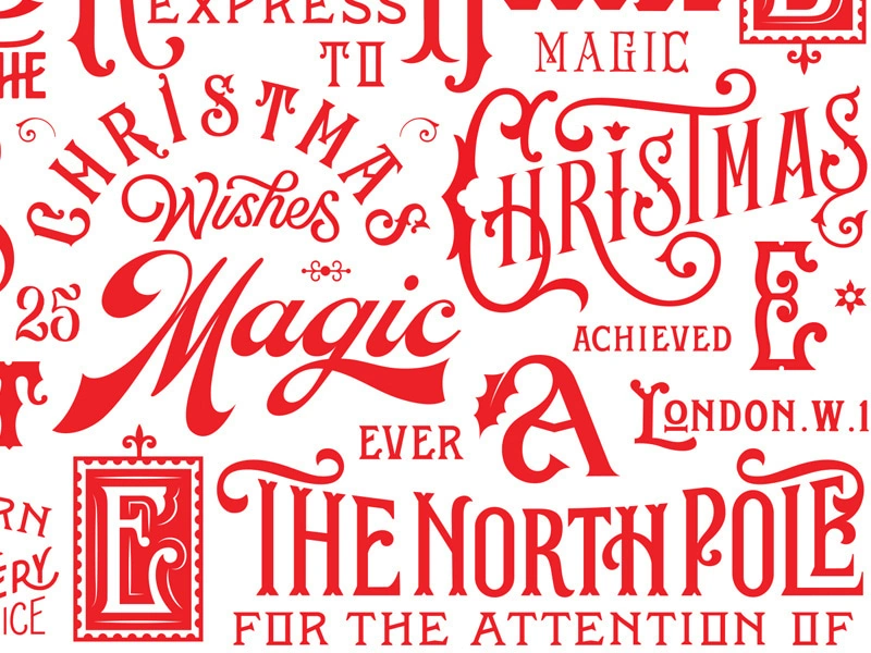 Christmas lettering white red vintage print christmas icon design illustration type calligraphy typography lettering