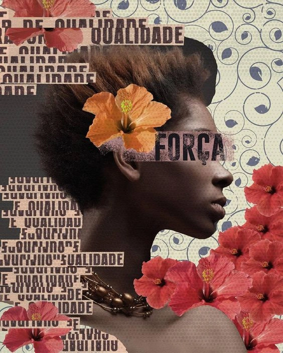 Em um mundo que diminui socialmente e emocionalmente,  é preciso ter FORÇA! Luta, Preta!  #blackhair #blackwoman #mulhernegra #mulher #resistencia #negra #representative  #representatividade #arte #art #collageart #collage #contemporaryart #colagem #arteb