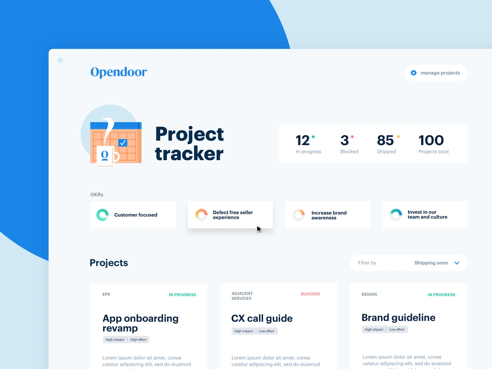 Project tracker dashboard