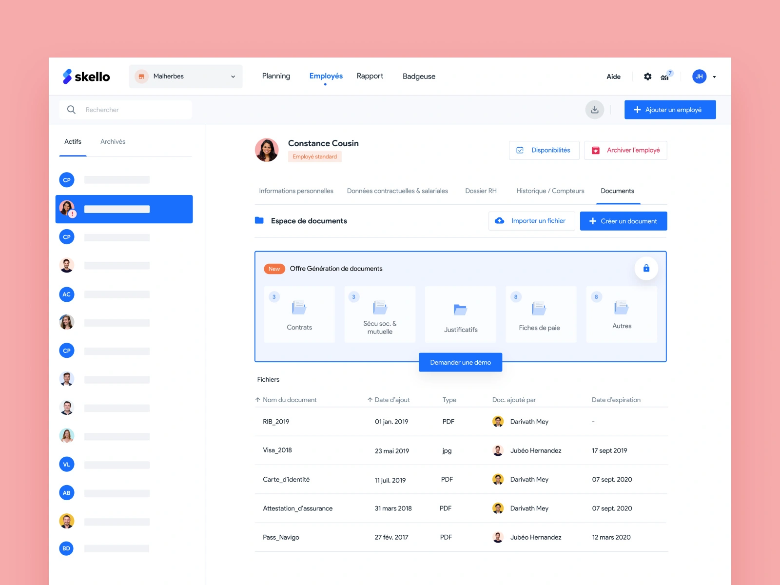 Page Employee — Skello 🗂by Jubéo