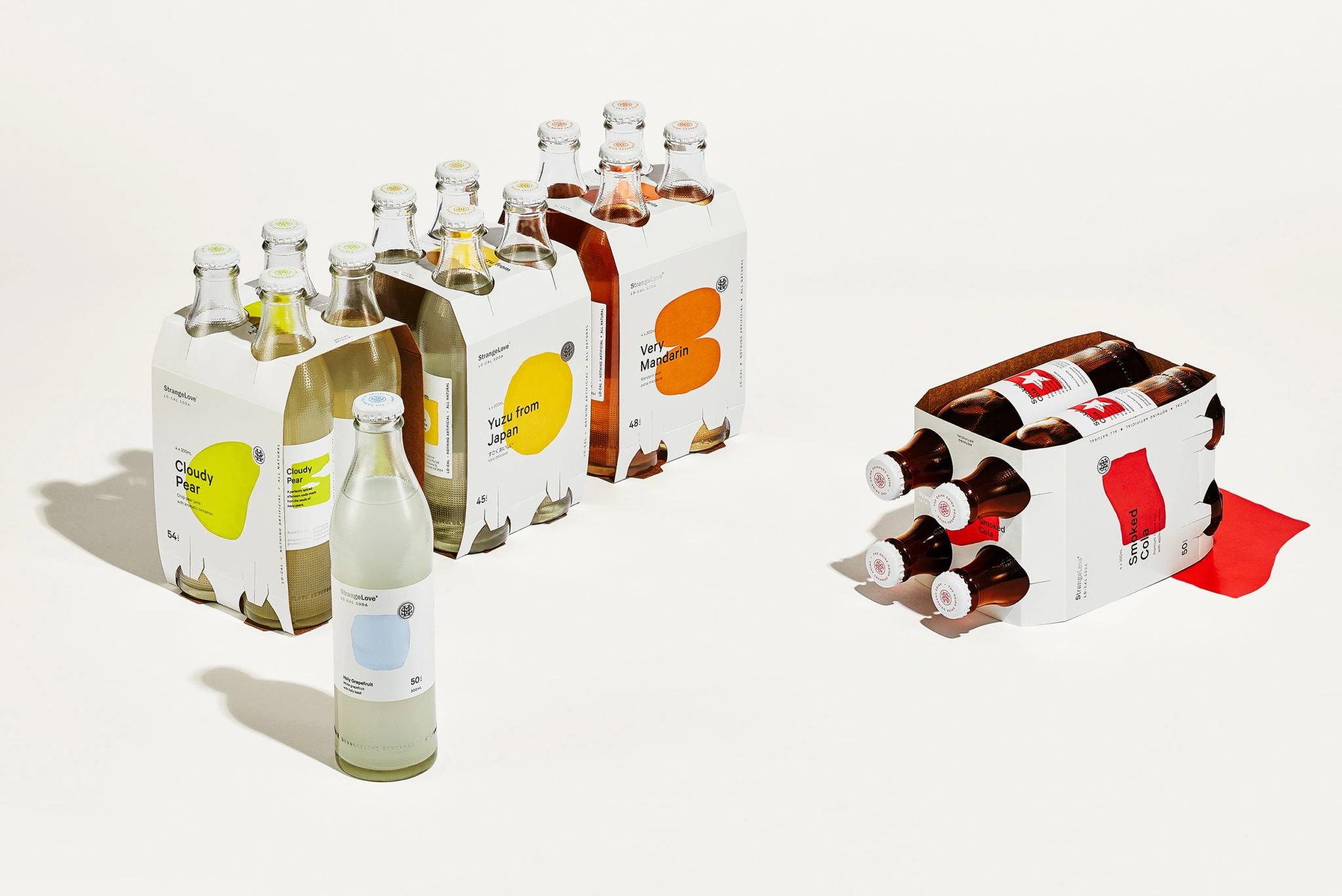 Graphic and structural design created by New Zealand studio Marx Design for soft drinks brand StrangeLove