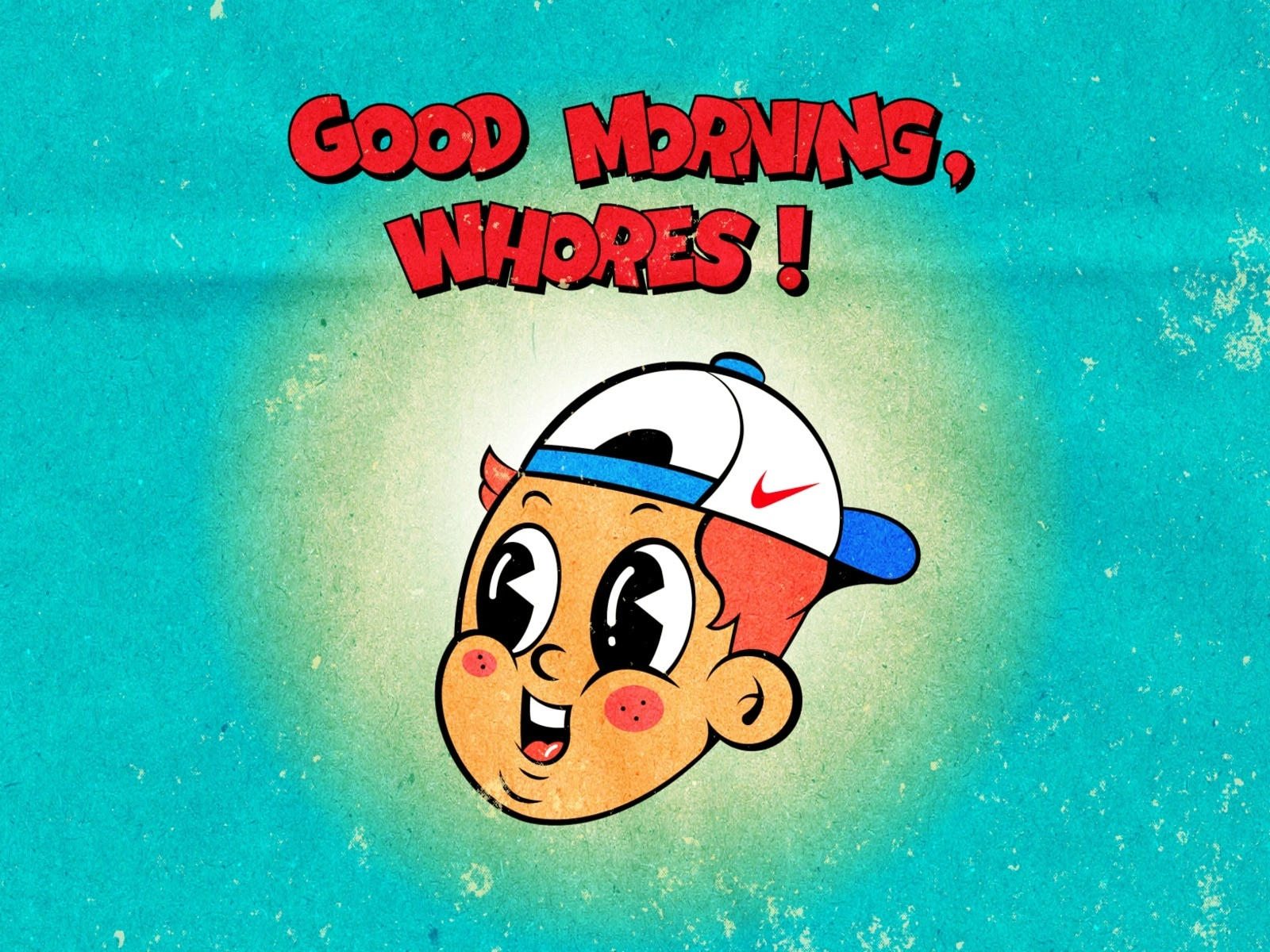 good morning! nike vintage inspired happy boy good morning whore slut 1940s 1940 40s texture 30s lowbrow cool design retro 1930s 1930 vintage old school old cartoon