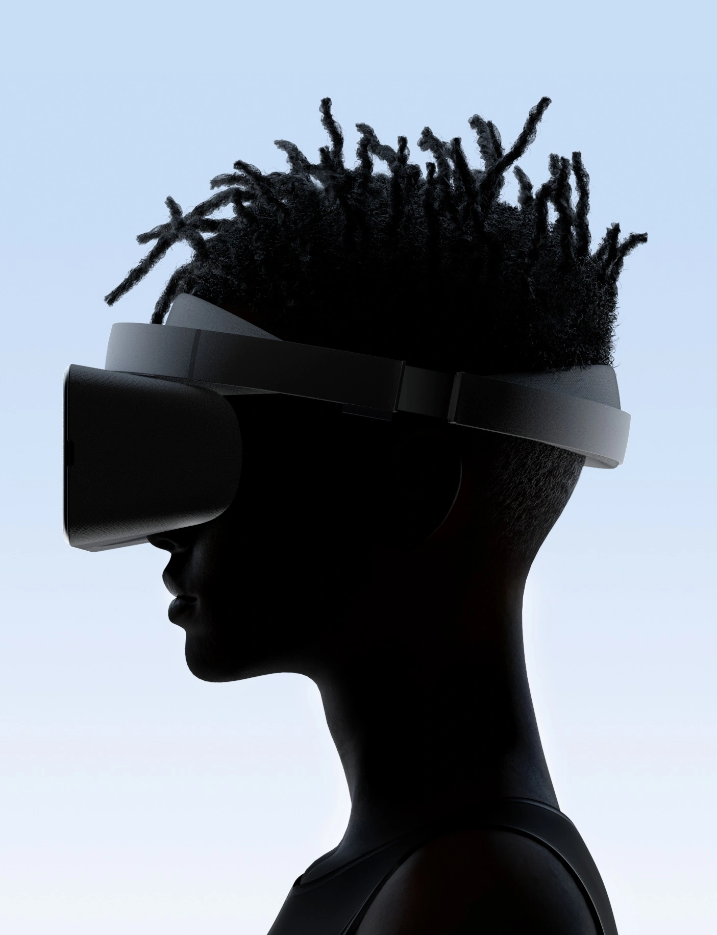 VR headset on side view of head.