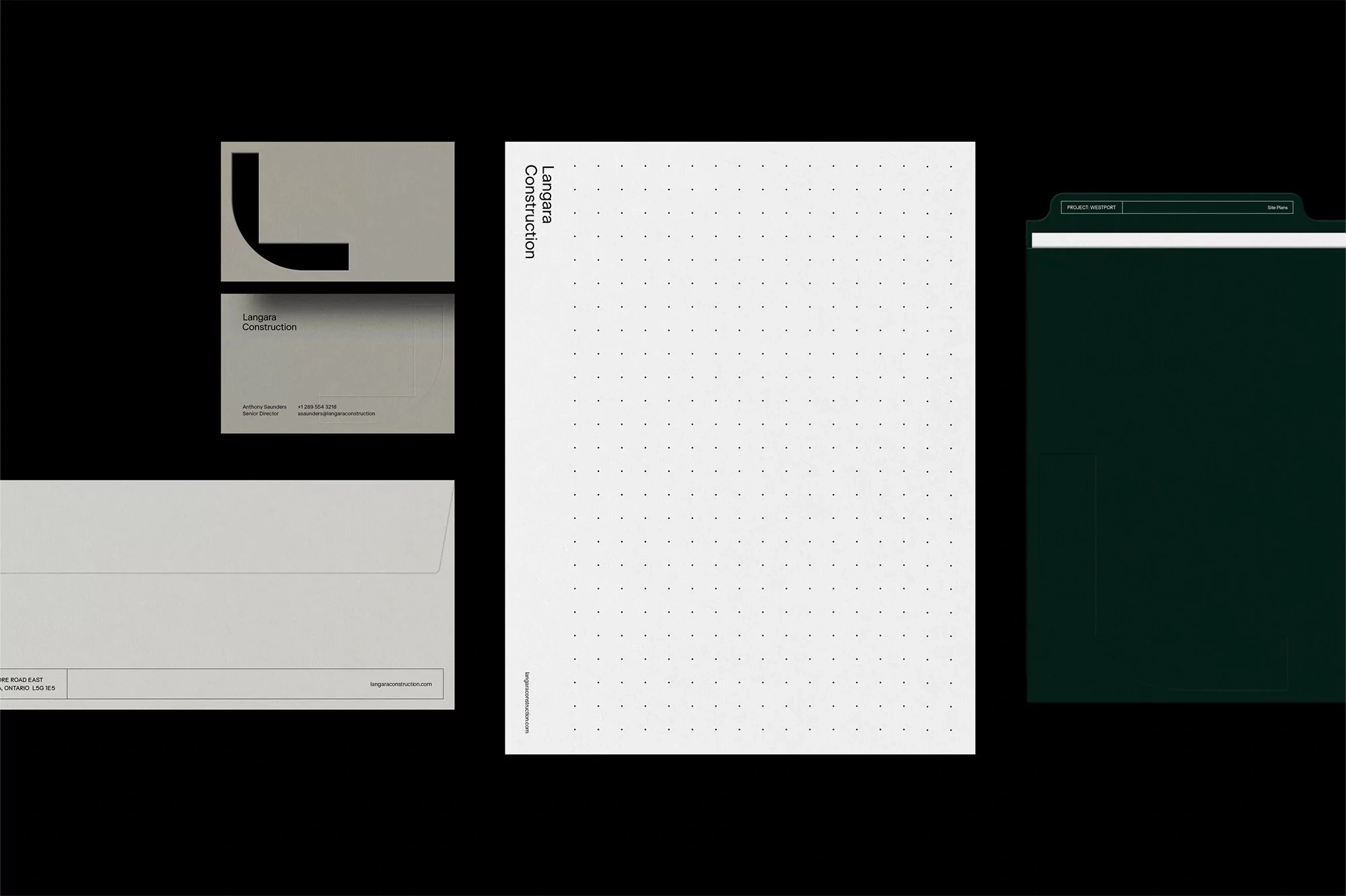 Vanderbrand represent Langara Construction’s reputation with a geometry-driven identity system