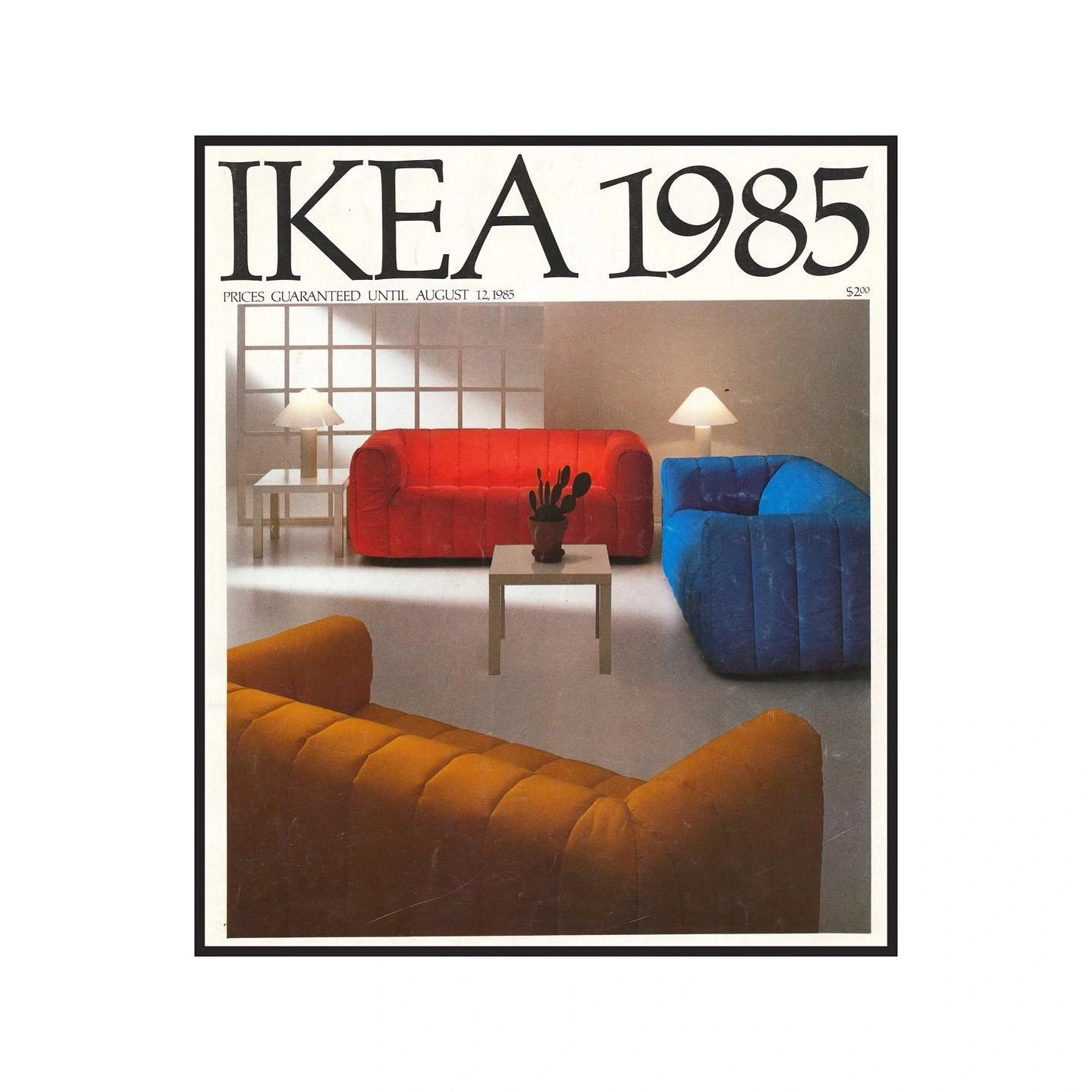 Photo by Noelia Terrón-Laya on February 26, 2022. May be an image of sofa and text that says 'IKEA 1985 PRICES GUARANTEED UNTIL AUGUST 5 2,1985 200'.