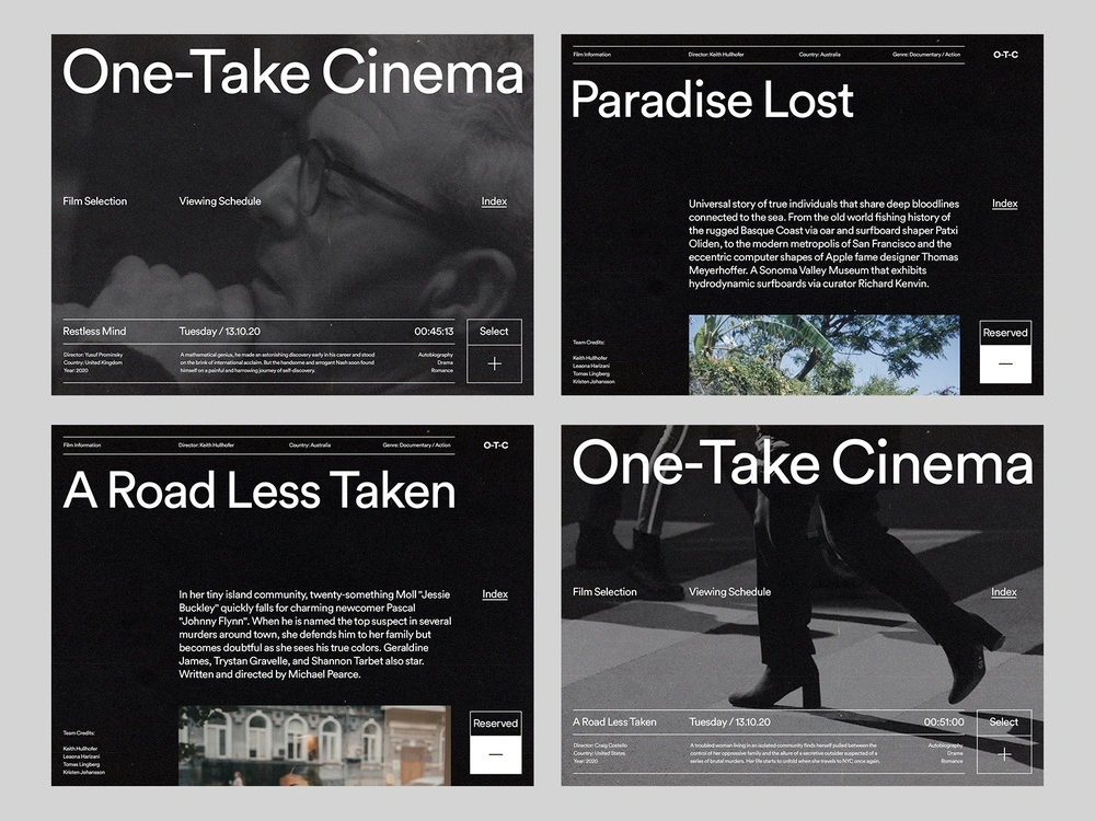 One-Take Cinema — Layouts