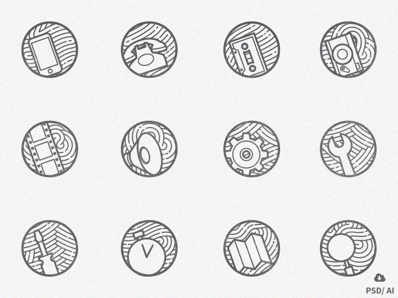 Zen icons vol 2: Free Set of 12 minimal outline Icons