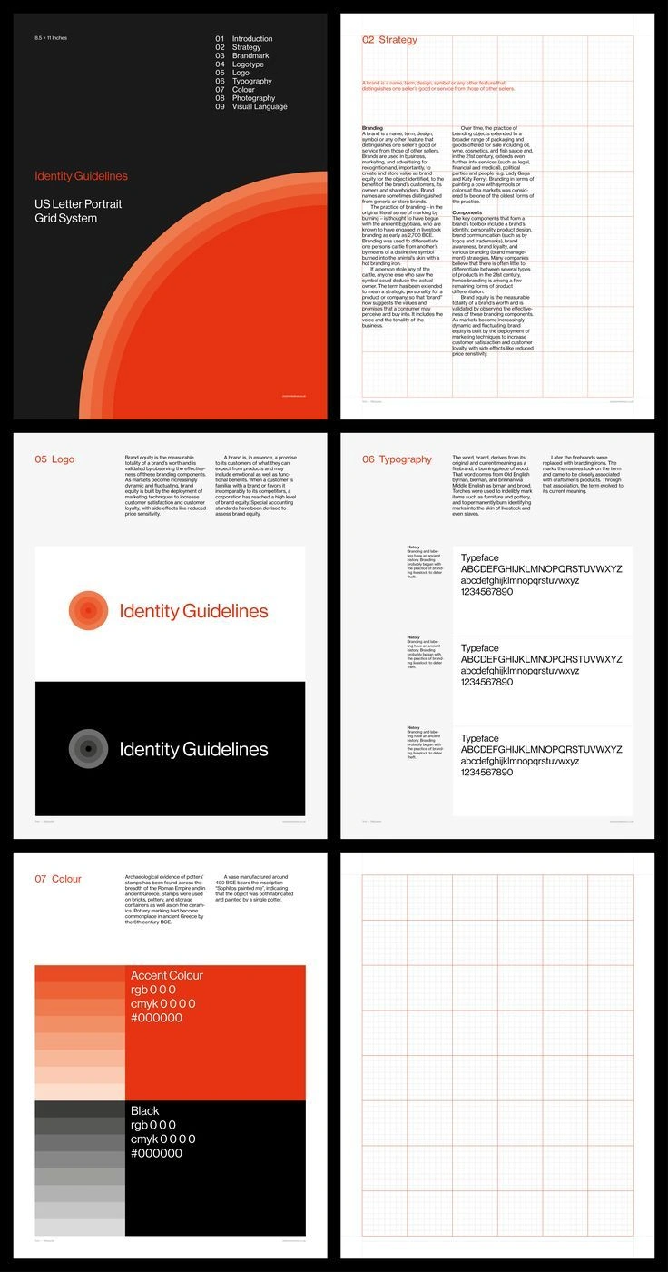 Brand Identity Guidelines Grid System – Letter Portrait