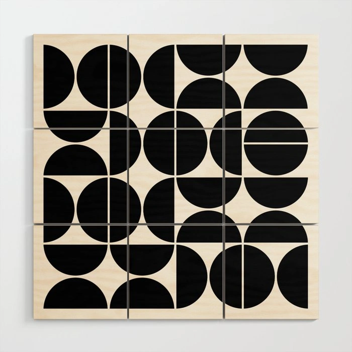 Mid Century Modern Geometric 04 Black Wood Wall Art by The Old Art Studio |  Society6