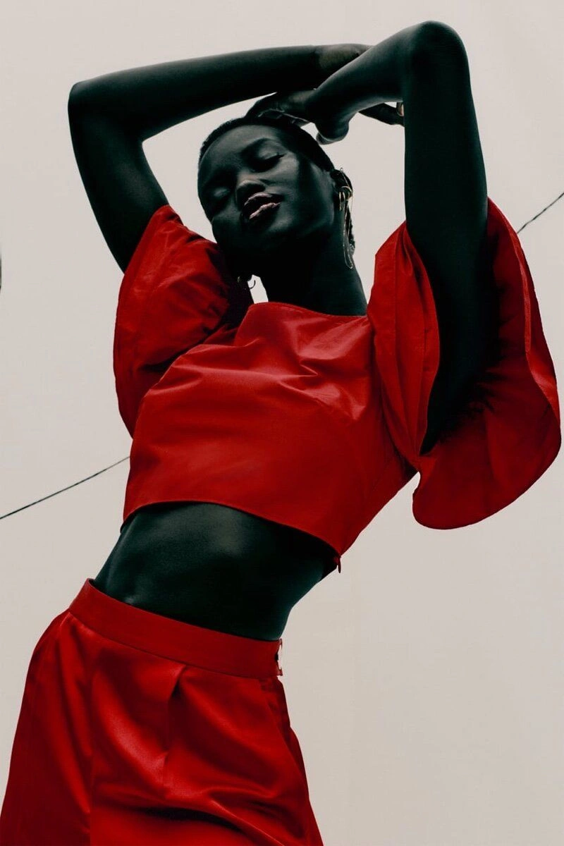 Adut Akech Sees Red for Zara FW 2020 Lookbook Series 021