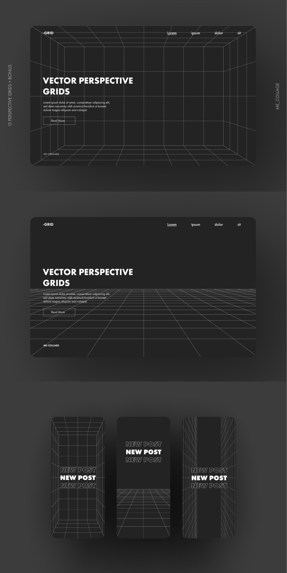 Grid 01 - 13 vector perspective grids