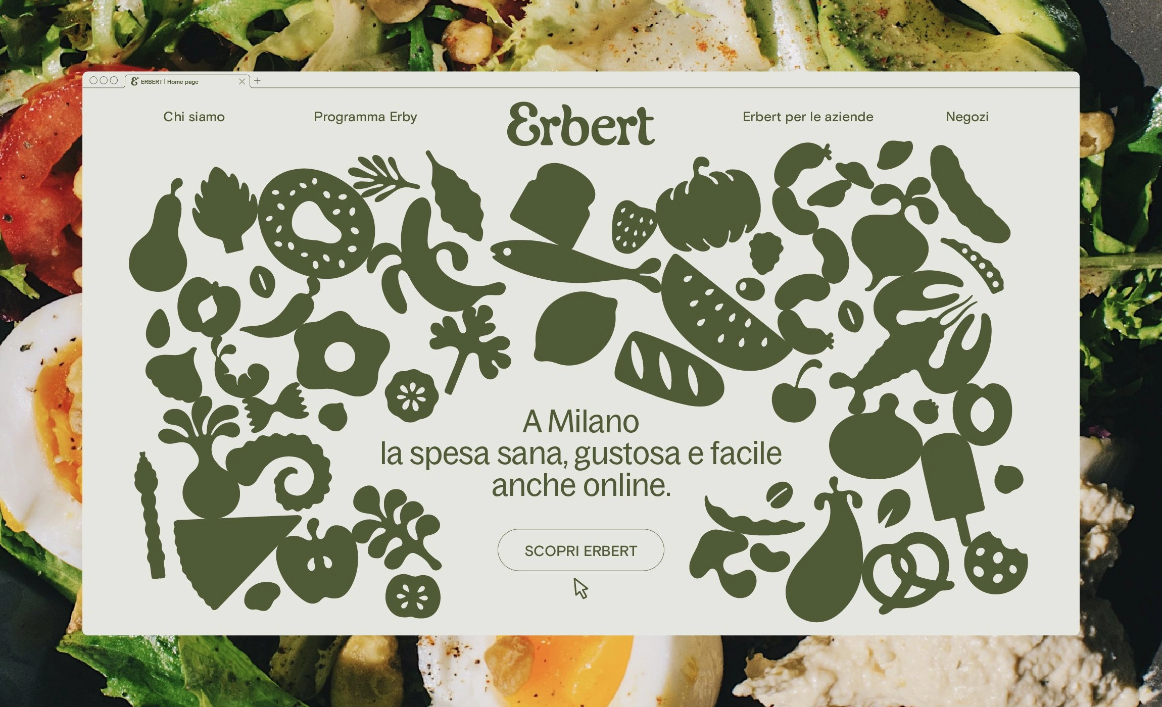 Logo and brand identity for Italian healthy fast-food chain Erbert designed by Florence-based design studio AUGE.