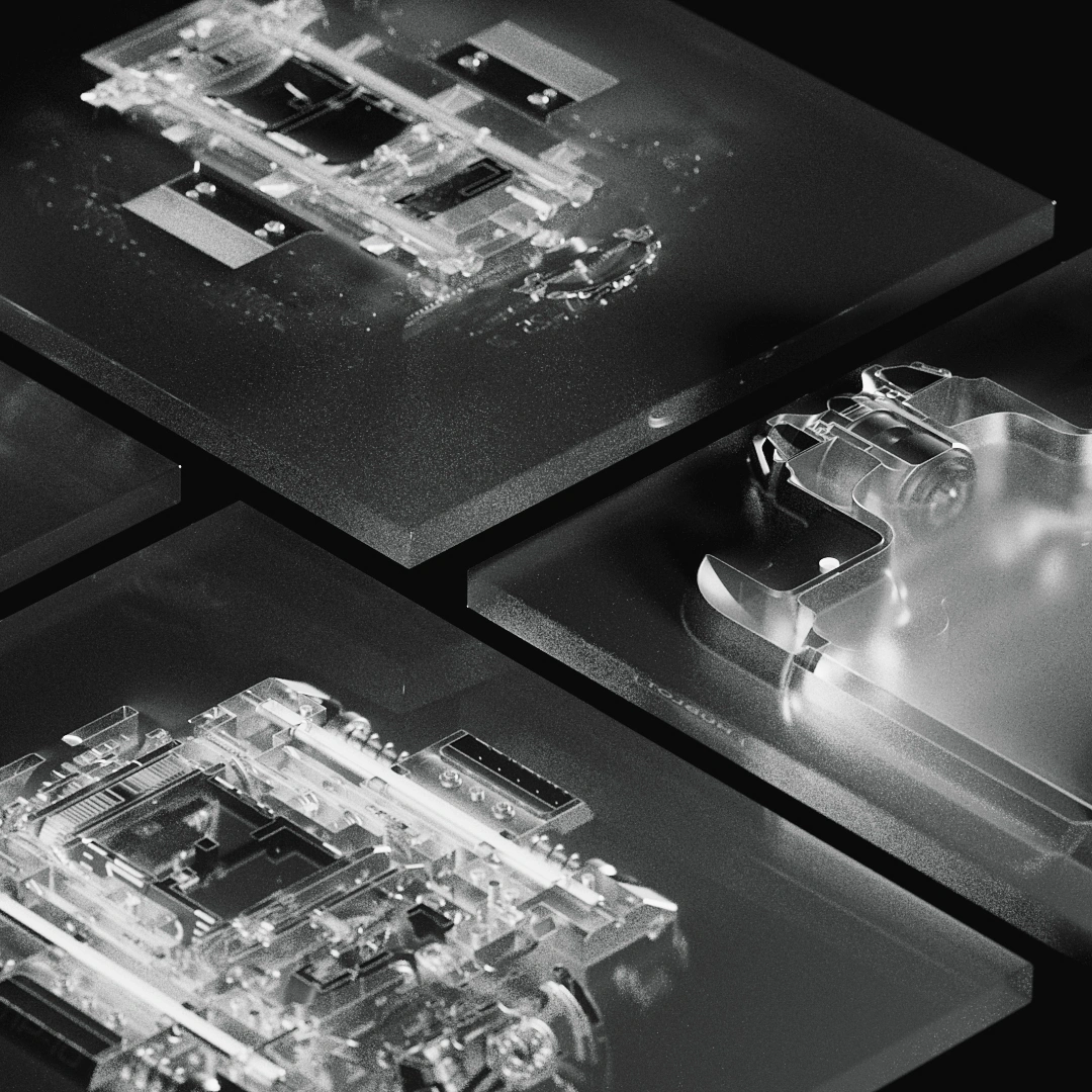 Photo by TENDRIL on February 08, 2024. May be a black-and-white image of xray, circuit board and text.