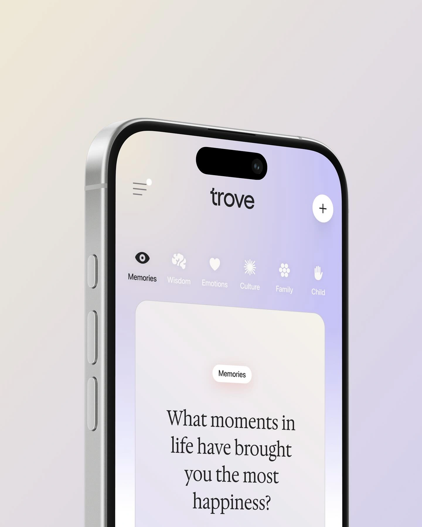 Photo by Branding Inspiration on January 30, 2025. Pode ser um gráfico de telefone, pôster e texto que diz "I trove + MemoriesWisdomEnotins Emotions Memories Wisdom Culture Family Child Memories What moments in life have brought you the most happiness?".