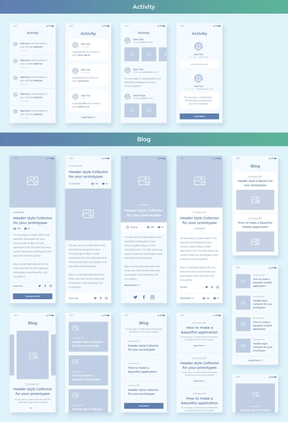 Collector iOS Wireframe UI Kit — Wireframe Kits on UI8