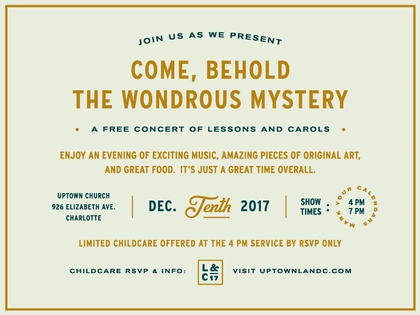 Lessons & Carols 17 christmas event type typography layout concert invitation