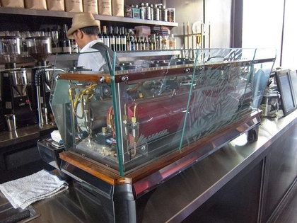 See-Through La Marzocco Espresso Machine With Glass Side Panels