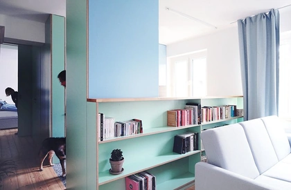atelier starzak strebicki completes 50s apartment renovation in poland with colorful cabinets