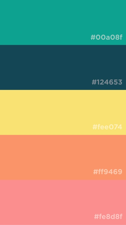Teal, Yellow Coral Color Palette