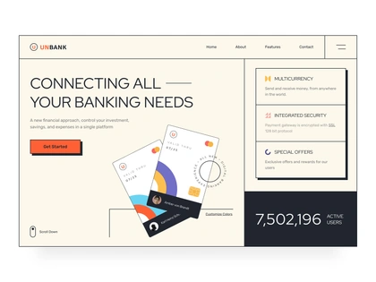 Finance Landing Page - Retro classic 90s retro hero section minimalistic bank money banking card financial finance web design web minimalist ui