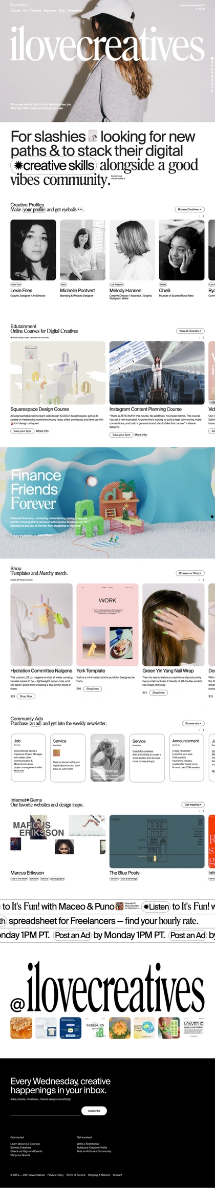 ilovecreatives Landing Page Example: Connect with Creatives. Find creative jobs, freelance tools, online  courses, and events.