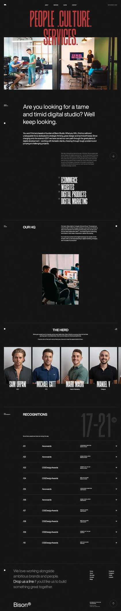 Bison Studio Landing Page Example: Bison studio is an award-winning digital agency in Malta. We are experts in website design, web development, eCommerce and digital marketing.