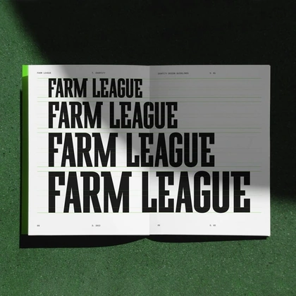 Photo by morrre.dsgn on January 26, 2022. May be an image of text that says 'IGN FARM LEA LEAGUE FARM LEAGUE FARM LEAGUE FARM LEAGUE'.