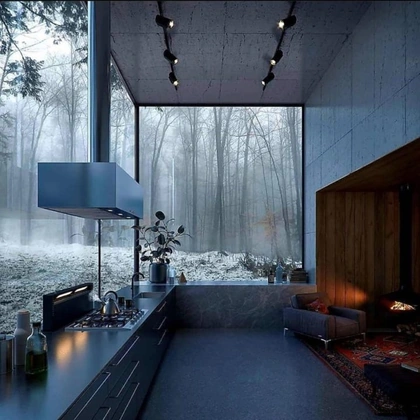 Modern interior design by @cosmoscube. Inspired by Peter Zumthor . . #kitchen