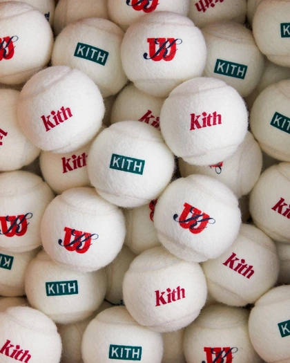 Photo by Ronnie Fieg on August 28, 2021. May be an image of tennis, ball and text that says 'KITH K W KITH kith kith KI Kitl KITH W 173 Κι KITH Kith kith Kith KITH v'.