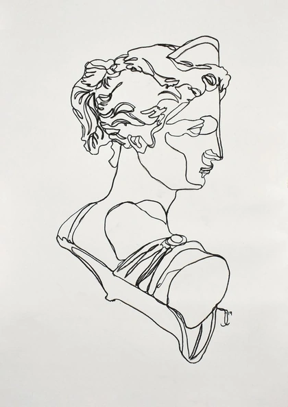 Artemis 5, Greek Statue - One Line Drawing Sticker