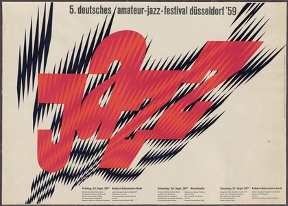  Wolf Zimmerman Jazz 5 (Poster for the 5th German Amateur Jazz Festival held in Dusseldorf, Germany) 1959