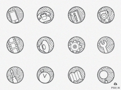 Zen icons vol 2: Free Set of 12 minimal outline Icons