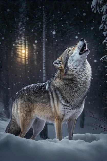 Photo 3d beautiful grey wolf portrait generatice ai generative ai