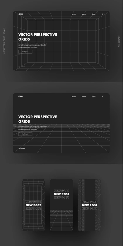 Grid 01 - 13 vector perspective grids