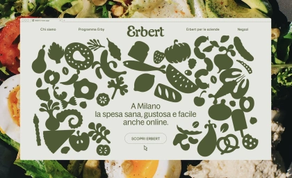 Logo and brand identity for Italian healthy fast-food chain Erbert designed by Florence-based design studio AUGE.