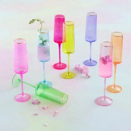 Rainbow Champagne Flute - 8 Colors - LIME GREEN