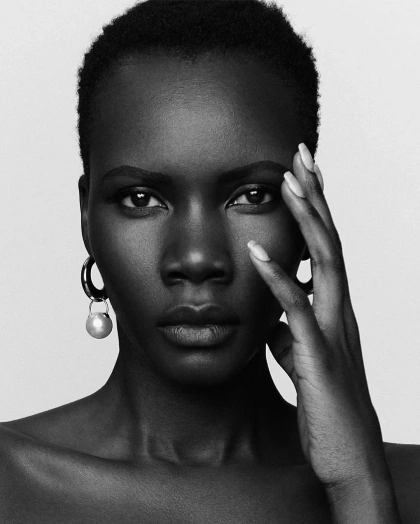 Photo shared by KUDZAI KING on February 26, 2024 tagging @musemodelsnyc, and @akellotricia. May be a black-and-white image of 1 person, hair, makeup and jewelry.