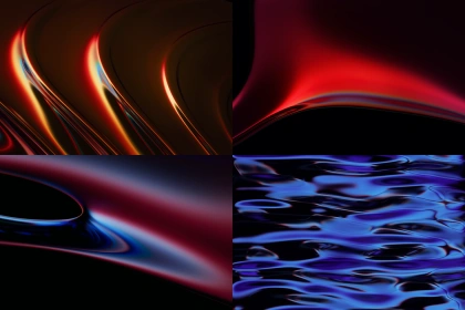 Abstract digital graphics with fluid red and blue gradients. Perfect for backgrounds and design textures. Ideal for creative templates and mockups.