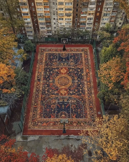 Photo by designboom magazine on October 05, 2024. May be an image of basketball, buildings, outdoors and basketball court.