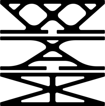 This may contain: a black and white image of a bridge with two intersecting sections on it's sides