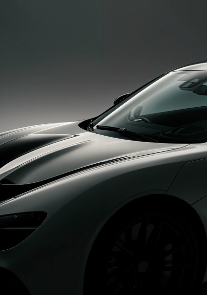 Crop image of a sleek white car