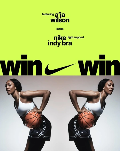 Photo by Nike on January 16, 2025. May be an image of 2 people, people playing basketball, bra, sportswear, scoreboard, poster, sport equipment, ball, magazine and text.