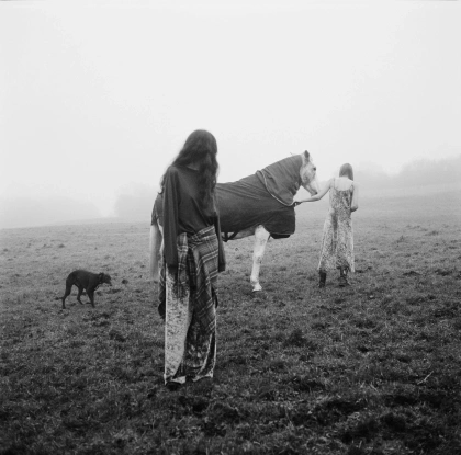 Photo by BUERO Paris on February 28, 2025. May be a black-and-white image of 2 people, horse and text.