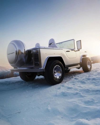 Photo by Classic Driver on March 05, 2025. May be an image of ‎jeep, snowplow, roadster, wheel, outdoors and ‎text that says '‎YAMDARTL YANDARTL DARTL YAR فیکه T‎'‎‎.